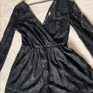 Black long sleeve lace romper!